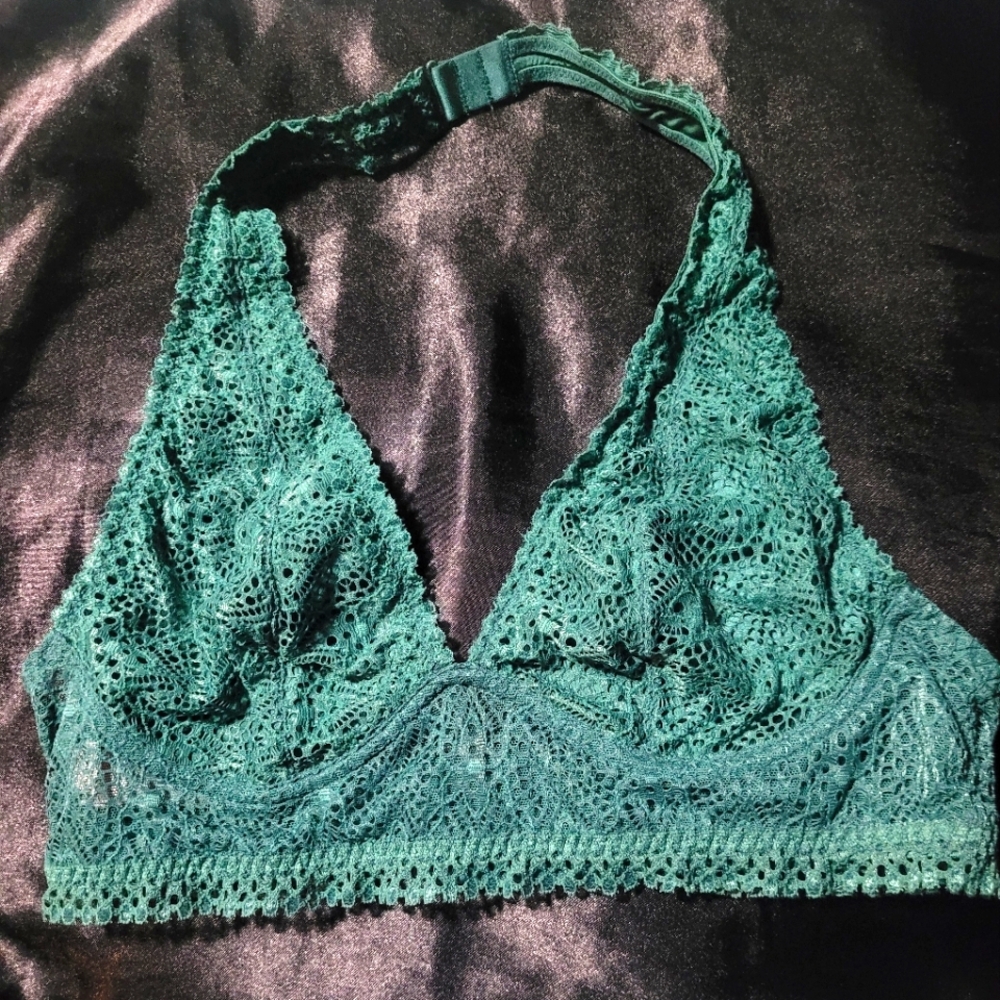 VICTORIA'S Secret Hunter Green Lace Halter Bralette